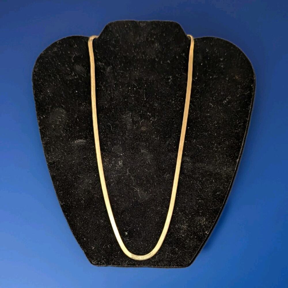 20" Yellow Gold Plated .925 Sterling Silver 3mm HERRINGBONE Plumb Club Necklace